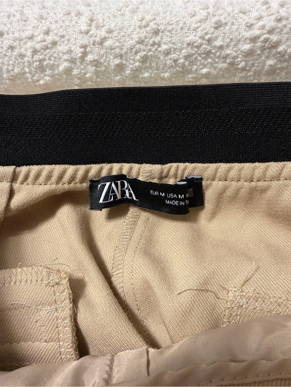 Zara Tan pants with Black Elastic Waistband